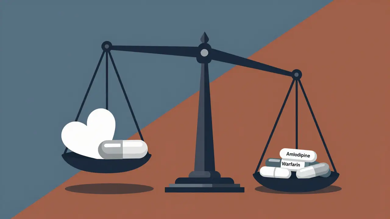 Bilancia che equilibra CoQ10 e farmaci, in equilibrio instabile