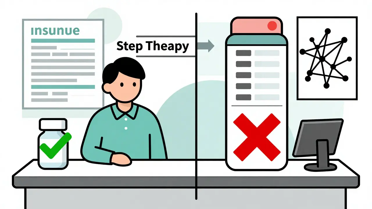 Paziente in farmacia con farmaco coperto da un lato e non coperto dall'altro.