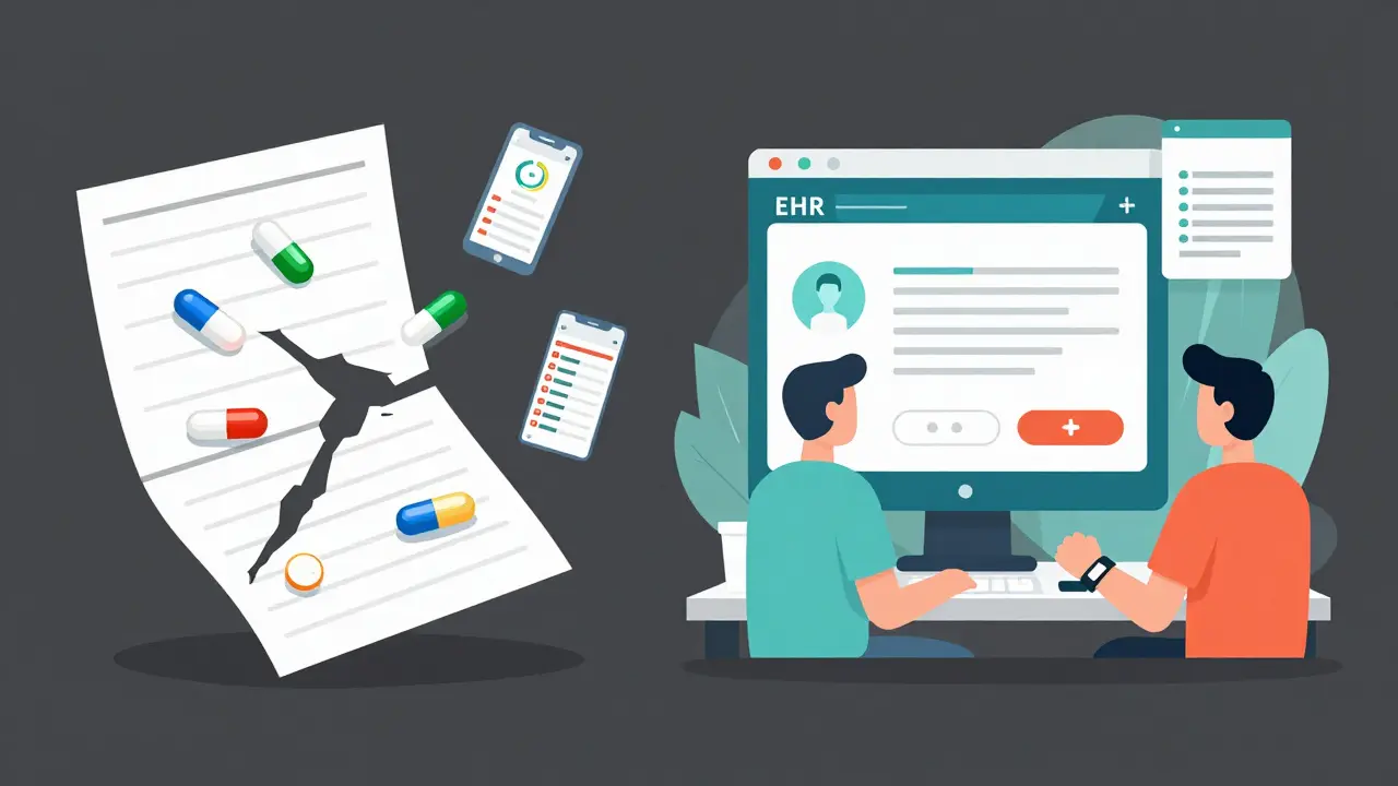 Scena divisa: caos tra app disconnesse vs sistema sanitario integrato.