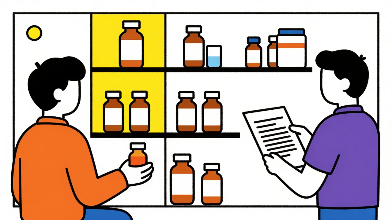 Paziente presenta farmaci e lista in farmacia