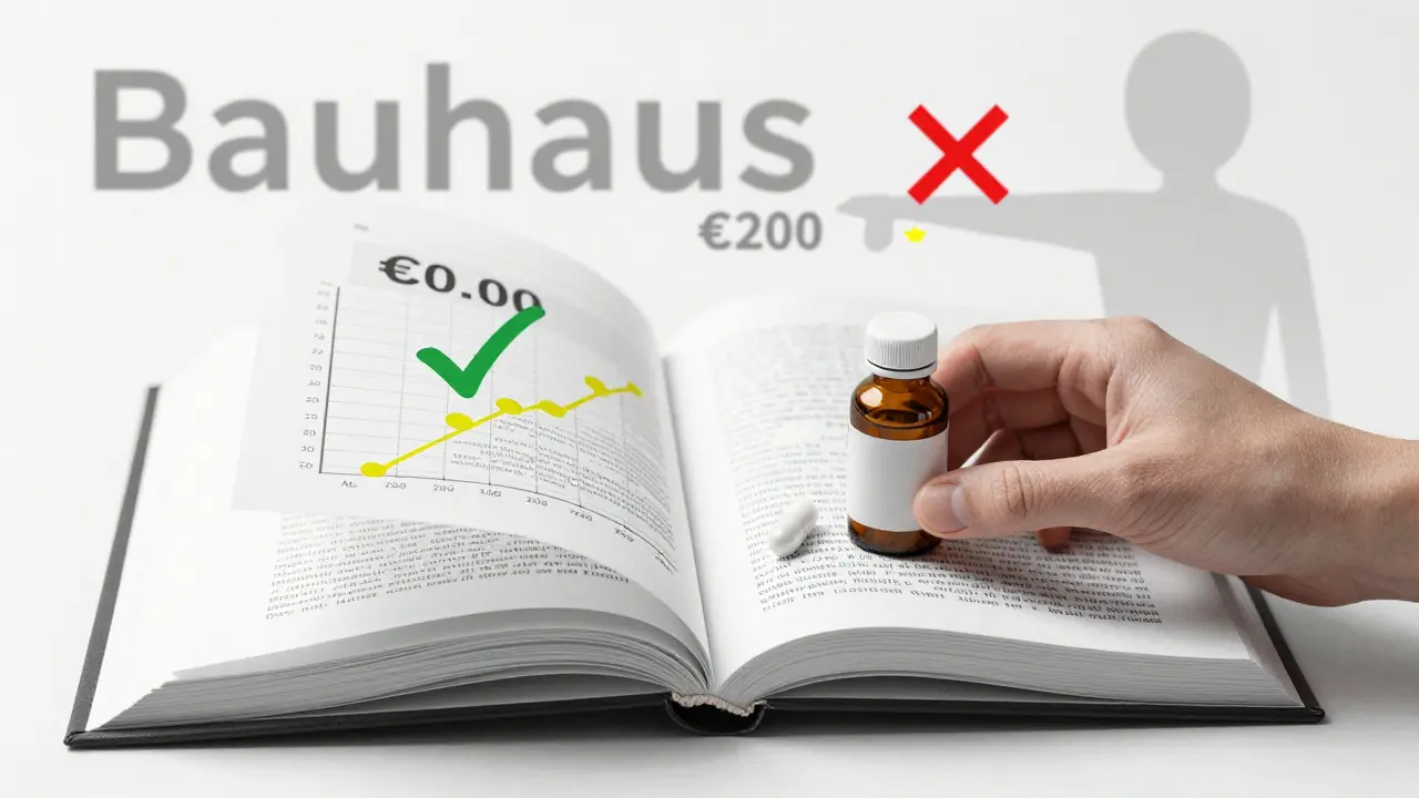 Un libro medico che si trasforma in grafici di prezzo, con farmaci sostituiti da generici.