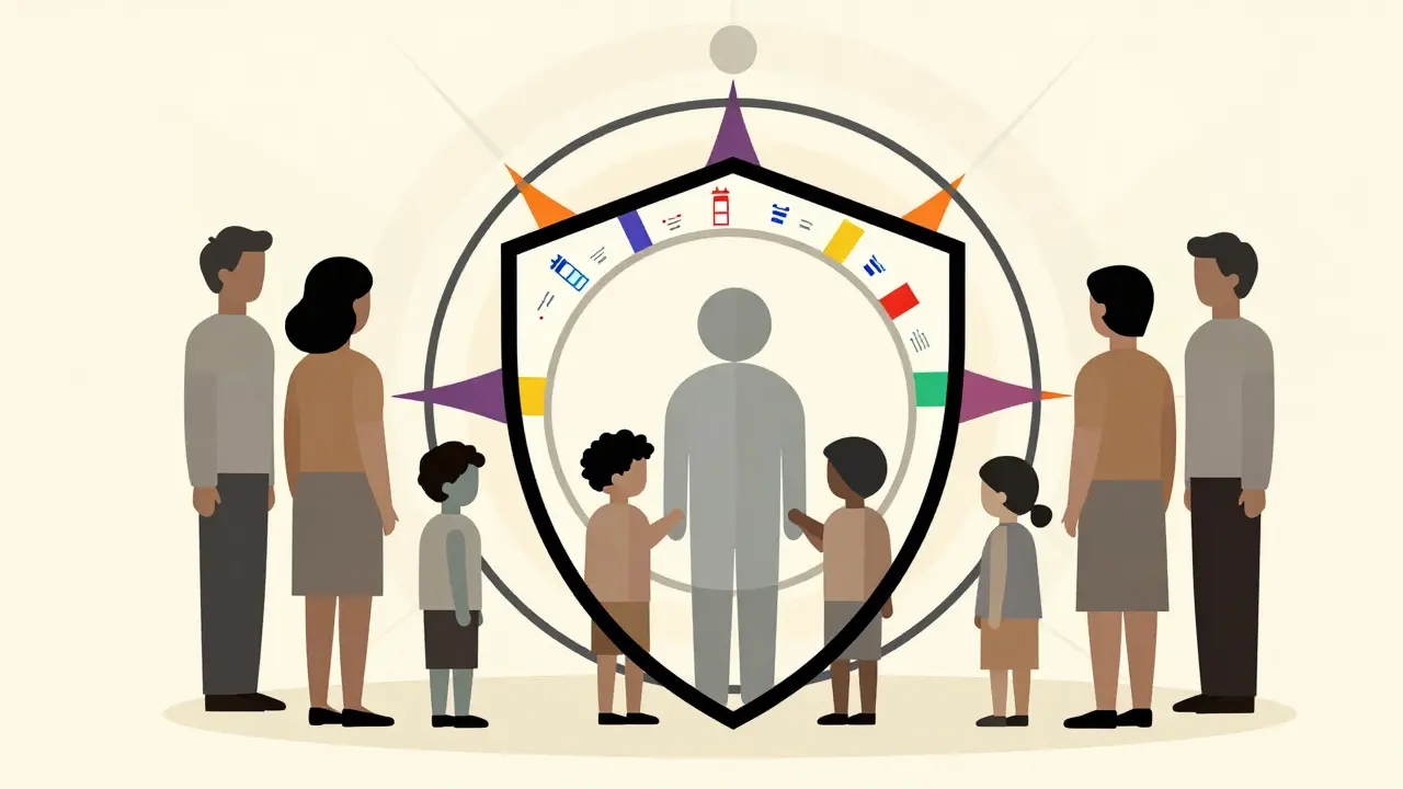 Protezione familiare strategia cocooning illustrata