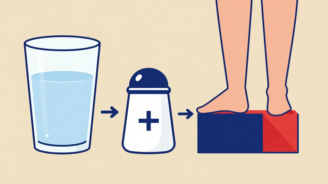 Composizione Bauhaus con elementi per ridurre l'edema: meno sale e gambe sollevate.