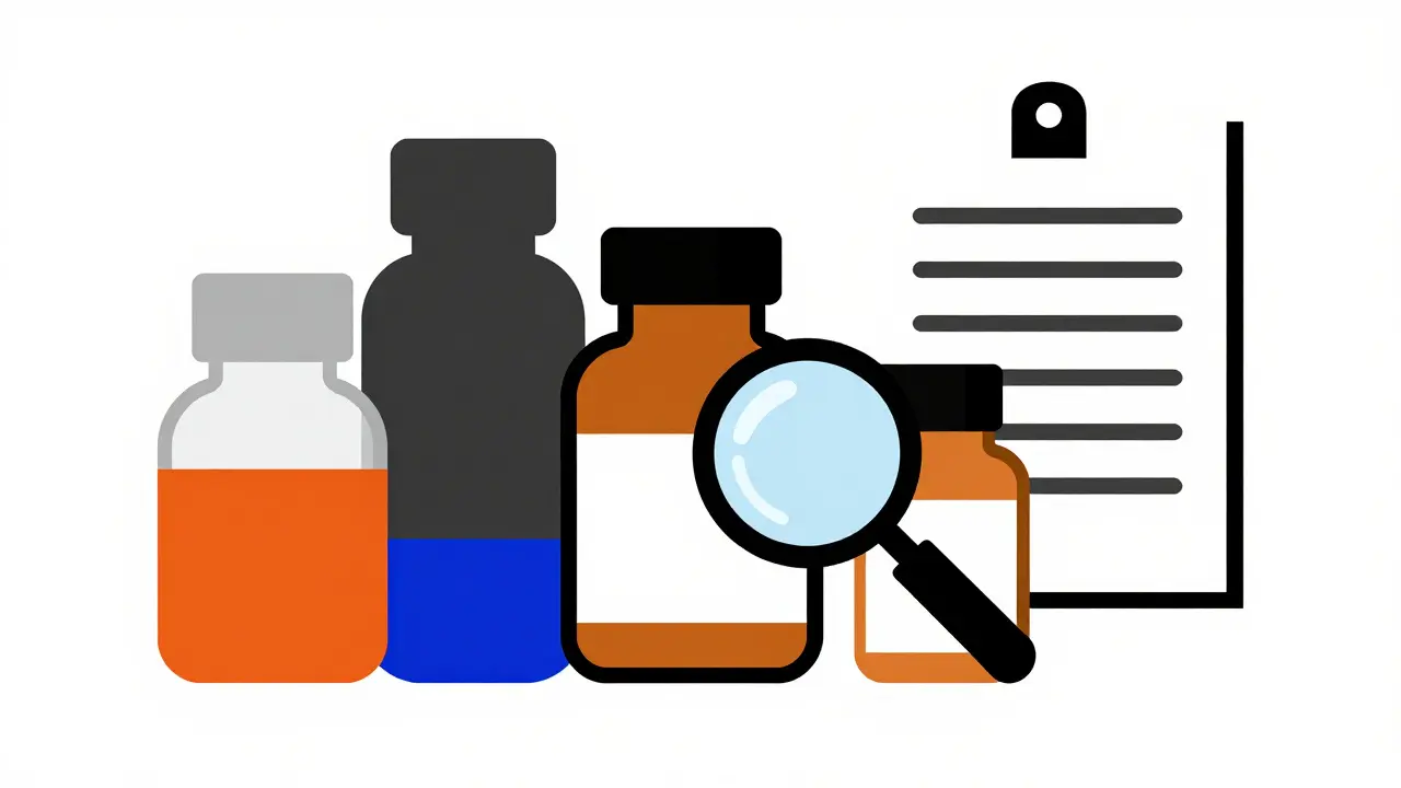 Composizione Bauhaus di flaconi di medicinali e una scheda medica per l'organizzazione della terapia.