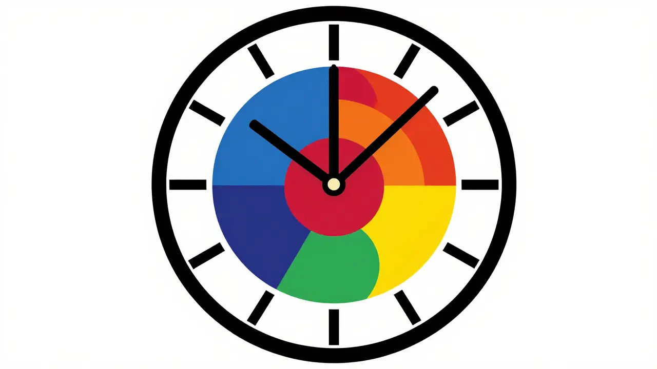 Orologio geometrico che illustra l'intervallo di 4 ore post-vaccino