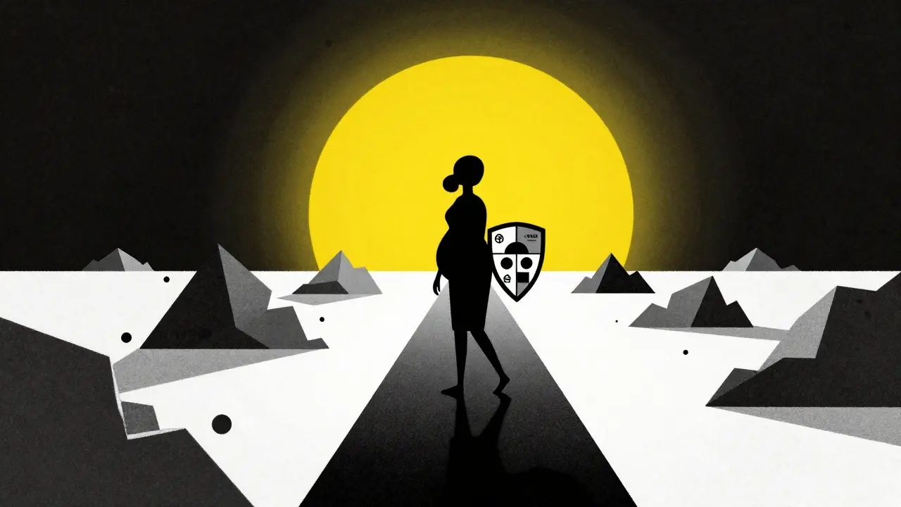 Donna incinta che segue un percorso sicuro verso la verità