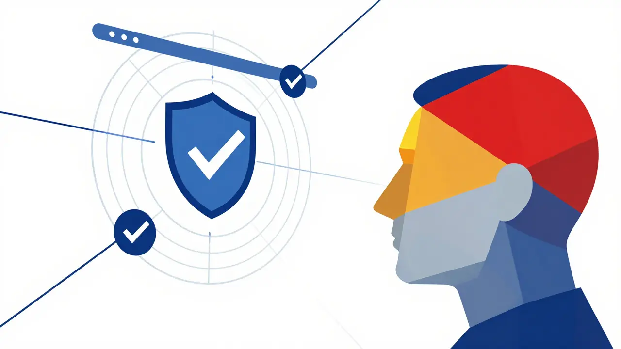 Concetto astratto di verifica sicurezza online stile Bauhaus