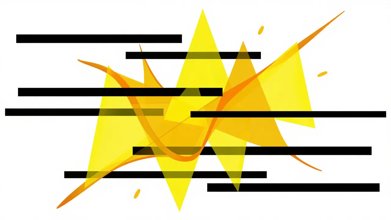 Arte astratta Bauhaus che mostra la collisione di forme geometriche per rappresentare il rischio serotonergico