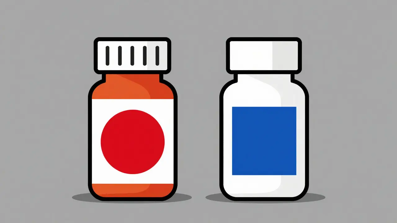 Confronto geometrico tra farmaco originale e generico stile Bauhaus