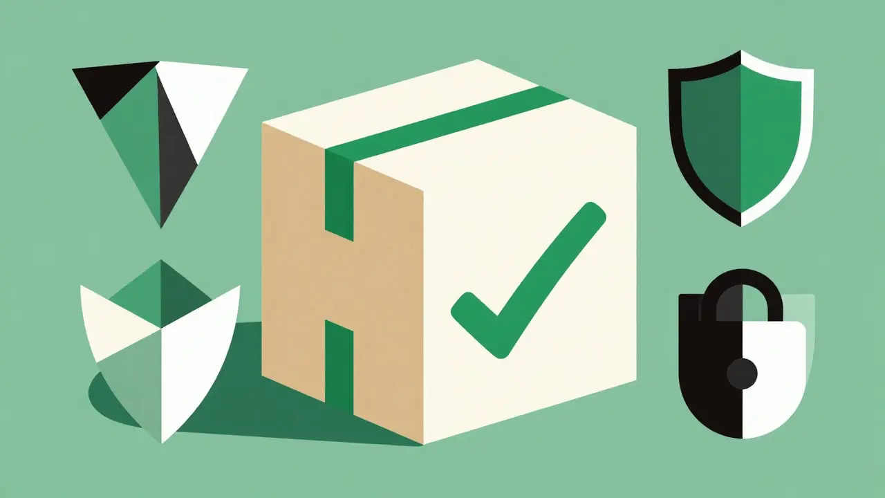 Consegna sicura di farmaci illustrata in stile Bauhaus minimalista