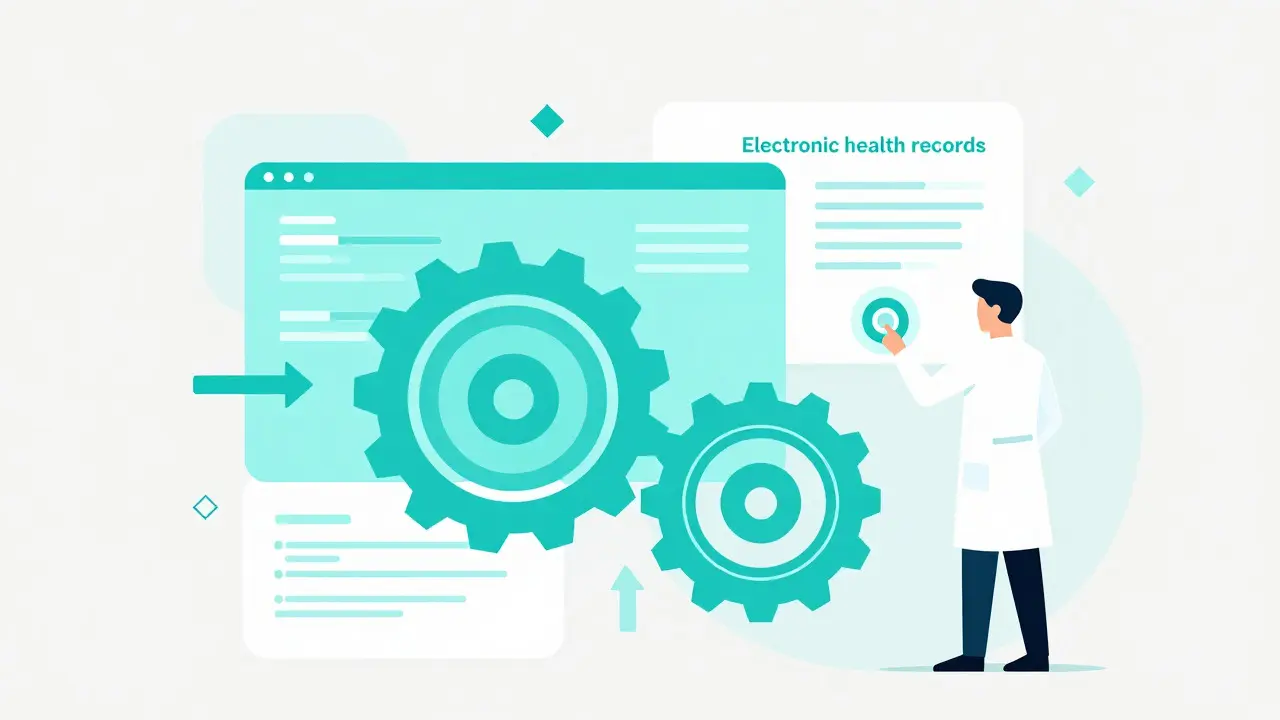 Illustrazione Bauhaus: medico che usa tecnologia e strategie per superare gli ostacoli