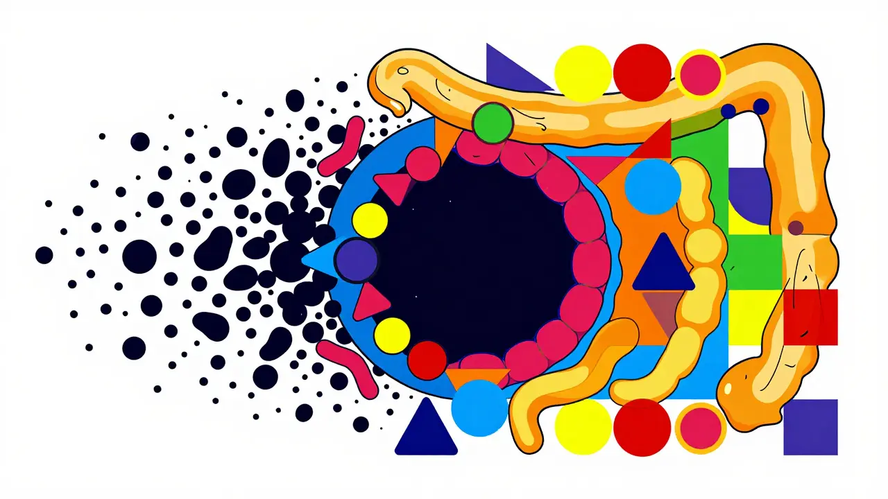 Illustrazione Bauhaus: ripristino del microbiota intestinale con trapianto