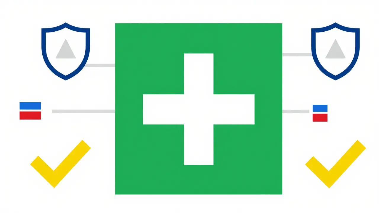 Logo verde UE per farmacie online sicure in stile Bauhaus